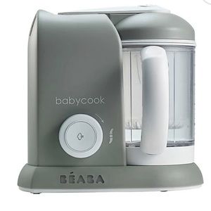 Baby cook solo. Gray and white. Baby food maker.